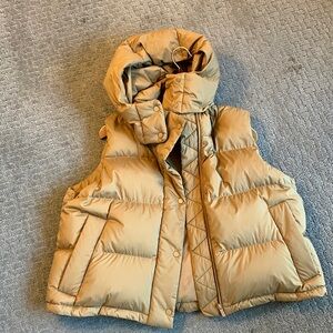 Tan Puffer Vest with Detachable Hood